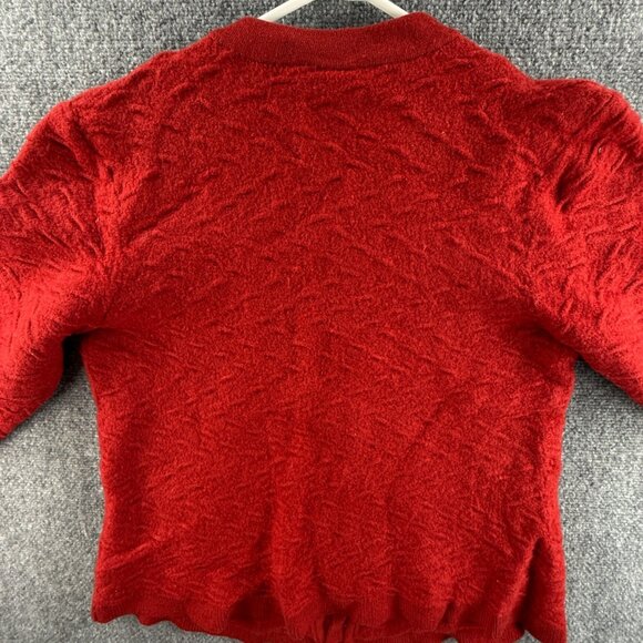 COOGI Women Pure New Wool Cardigan Sweater Red Buttons Pockets Knit Soft ~med - Picture 15 of 16